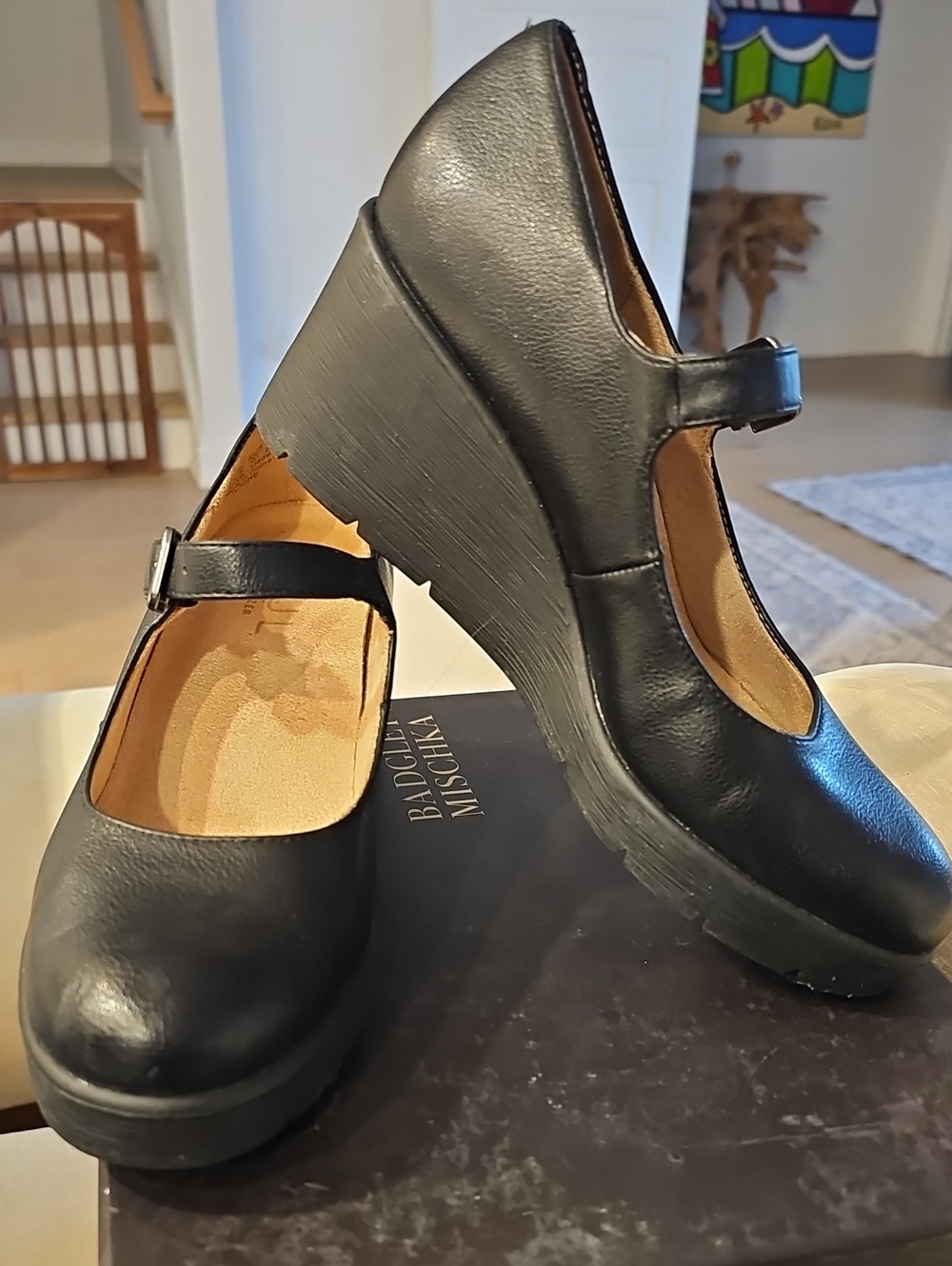 Naturalizer Black Mary Jane Platform Wedges